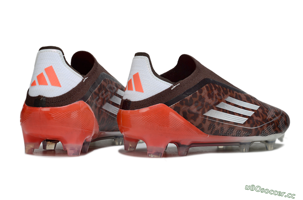 Unisex Adidas F50 Elite Laceless FG Firm Ground Low-Tops Football Boots - Leopard/Red/Silver 6