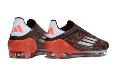 Unisex Adidas F50 Elite Laceless FG Firm Ground Low-Tops Football Boots - Leopard/Red/Silver
