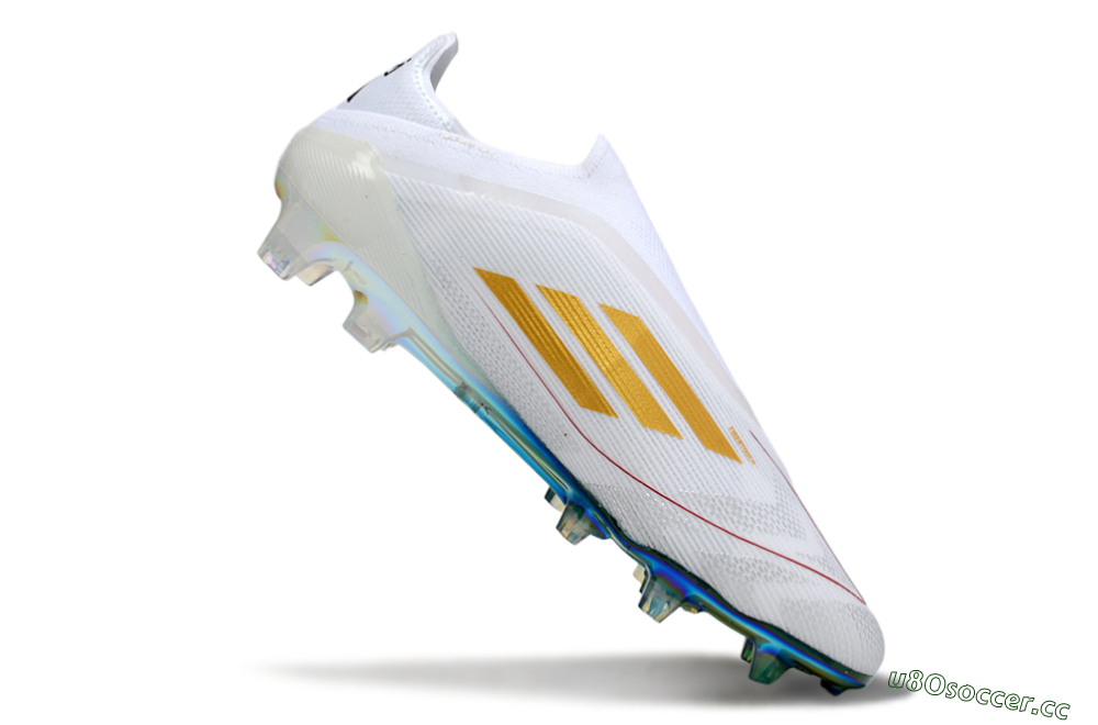 Unisex Adidas F50 Elite Laceless FG Firm Ground Low-Tops Football Boots - White/Green/Gold 4