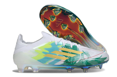 Unisex Adidas F50 Elite FG Firm Ground Low-Tops Football Boots - White/Green/Gold