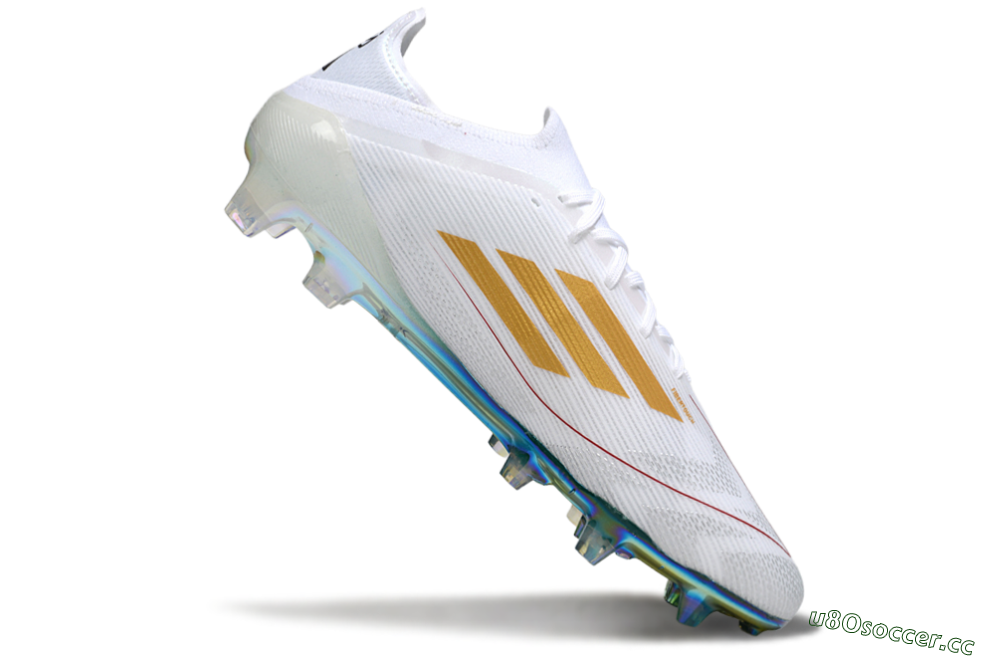Unisex Adidas F50 Elite FG Firm Ground Low-Tops Football Boots - White/Green/Gold 4