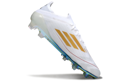 Unisex Adidas F50 Elite FG Firm Ground Low-Tops Football Boots - White/Green/Gold