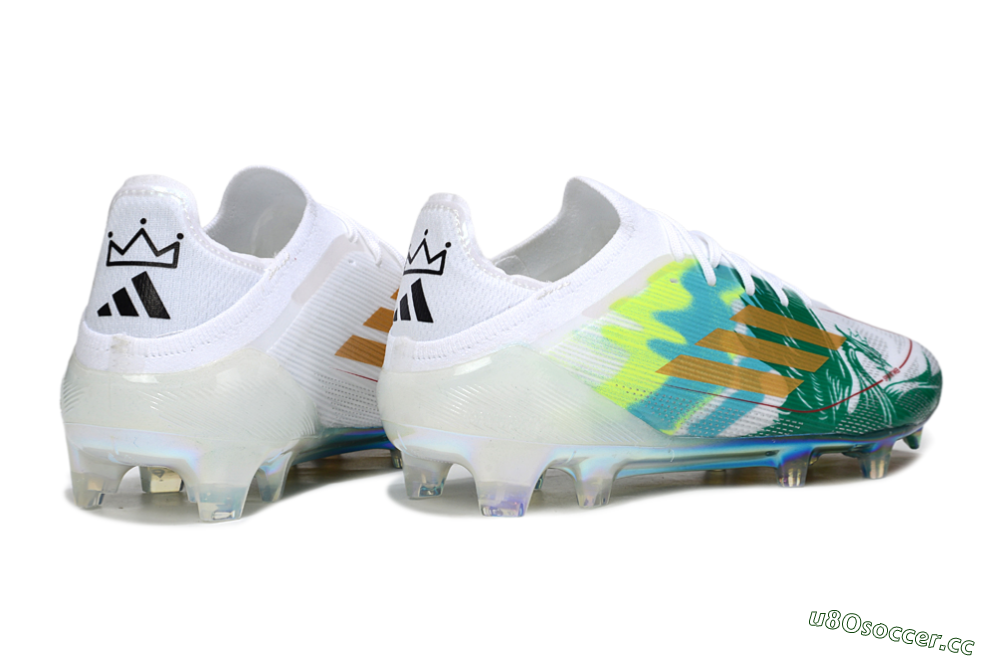 Unisex Adidas F50 Elite FG Firm Ground Low-Tops Football Boots - White/Green/Gold 6