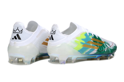Unisex Adidas F50 Elite FG Firm Ground Low-Tops Football Boots - White/Green/Gold