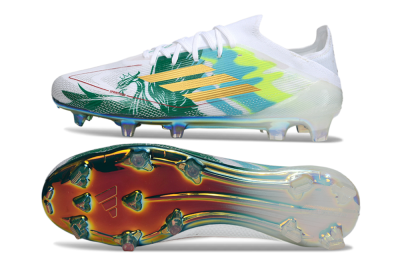 Unisex Adidas F50 Elite FG Firm Ground Low-Tops Football Boots - White/Green/Gold