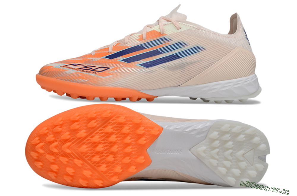 Unisex Adidas F50 Pro TF Artificial Turf Low-Tops Football Shoes - Pink/Orange/Blue 1