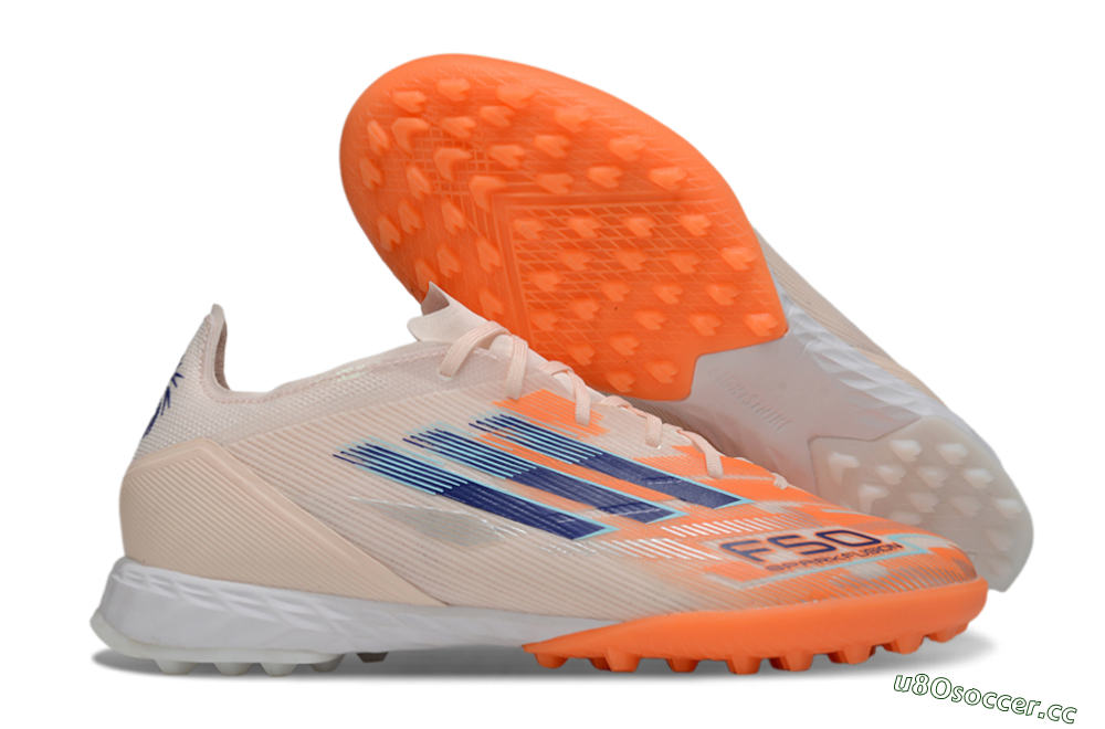 Unisex Adidas F50 Pro TF Artificial Turf Low-Tops Football Shoes - Pink/Orange/Blue 2