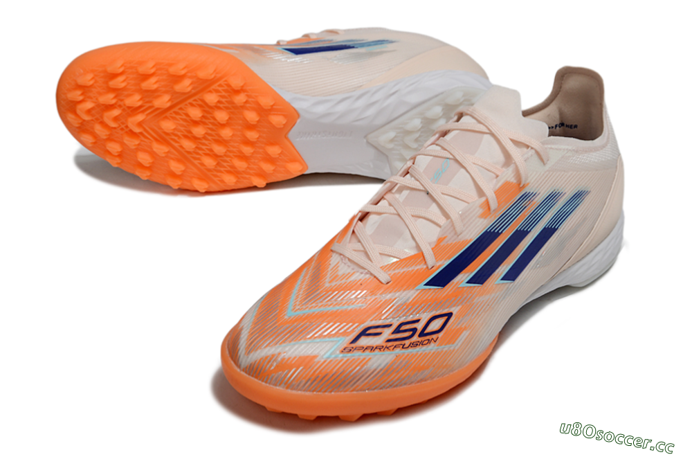 Unisex Adidas F50 Pro TF Artificial Turf Low-Tops Football Shoes - Pink/Orange/Blue 3