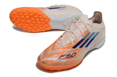 Unisex Adidas F50 Pro TF Artificial Turf Low-Tops Football Shoes - Pink/Orange/Blue