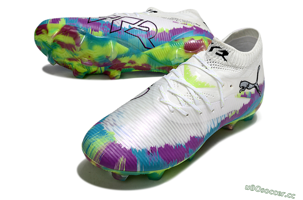 Unisex Puma Future 8 Ultimate FG Firm Ground Low-Tops Football Boots - White/Purple/Yellow/Blue 3