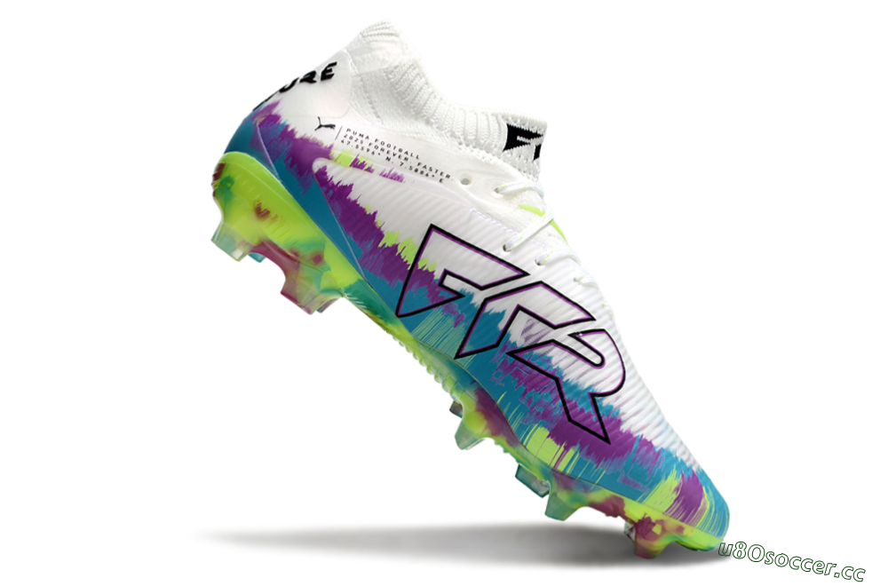 Unisex Puma Future 8 Ultimate FG Firm Ground Low-Tops Football Boots - White/Purple/Yellow/Blue 4