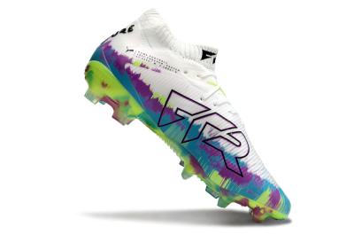 Unisex Puma Future 8 Ultimate FG Firm Ground Low-Tops Football Boots - White/Purple/Yellow/Blue
