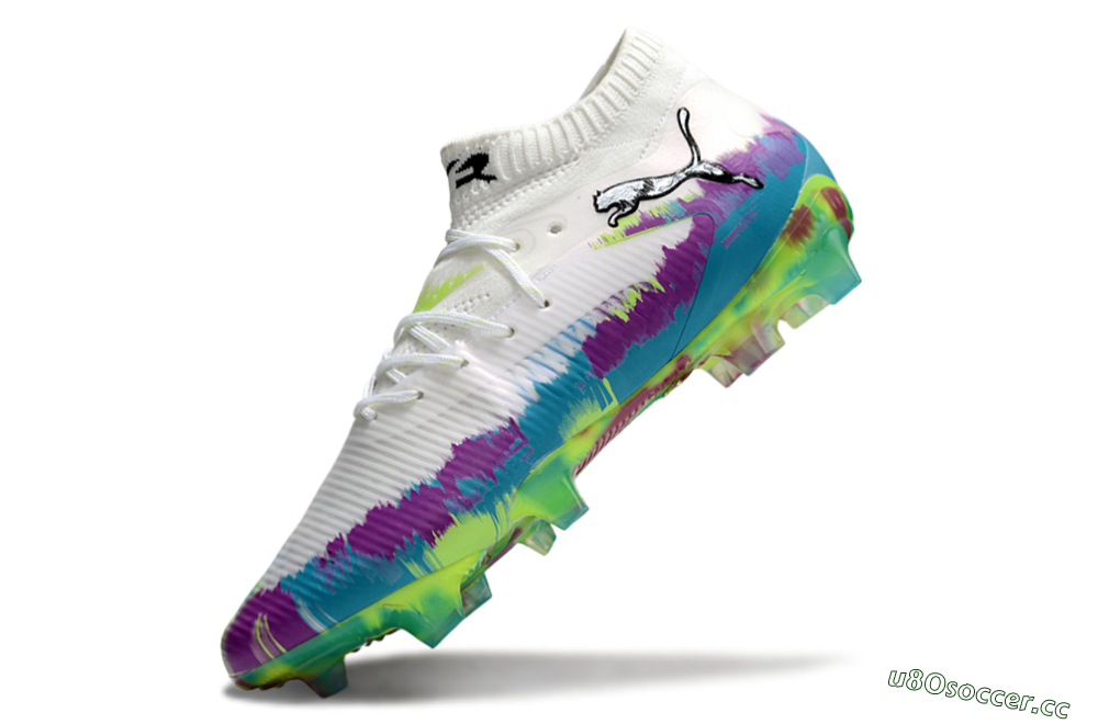 Unisex Puma Future 8 Ultimate FG Firm Ground Low-Tops Football Boots - White/Purple/Yellow/Blue 5