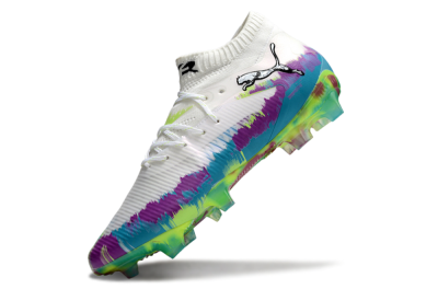 Unisex Puma Future 8 Ultimate FG Firm Ground Low-Tops Football Boots - White/Purple/Yellow/Blue