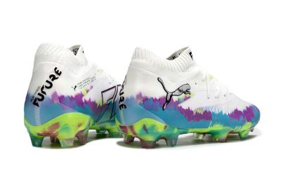 Unisex Puma Future 8 Ultimate FG Firm Ground Low-Tops Football Boots - White/Purple/Yellow/Blue