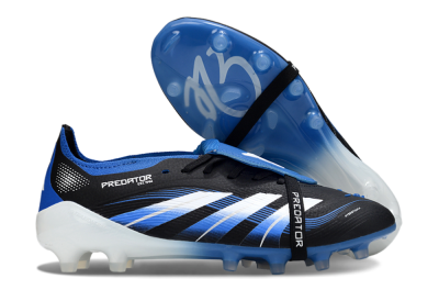 Men's Adidas Predator 25 Elite Foldover Tongue FG Firm Ground Low-Tops Football Boots - Black/White/Blue