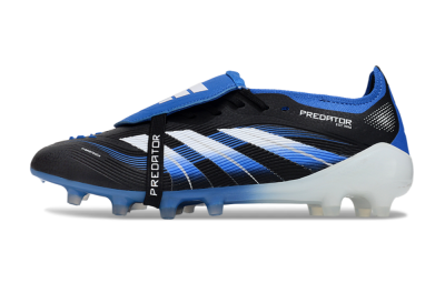 Men's Adidas Predator 25 Elite Foldover Tongue FG Firm Ground Low-Tops Football Boots - Black/White/Blue