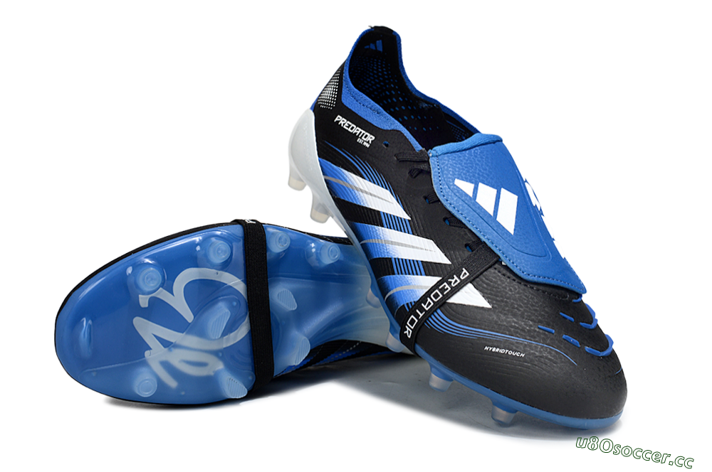 Men's Adidas Predator 25 Elite Foldover Tongue FG Firm Ground Low-Tops Football Boots - Black/White/Blue 3