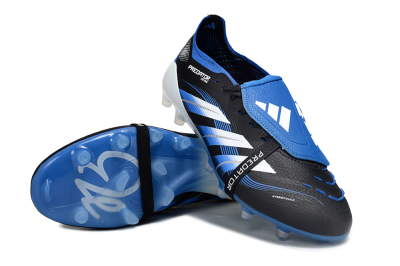 Men's Adidas Predator 25 Elite Foldover Tongue FG Firm Ground Low-Tops Football Boots - Black/White/Blue