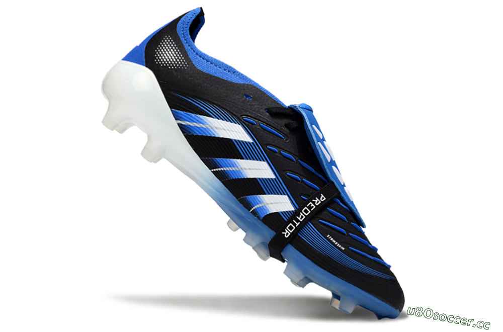 Men's Adidas Predator 25 Elite Foldover Tongue FG Firm Ground Low-Tops Football Boots - Black/White/Blue 4