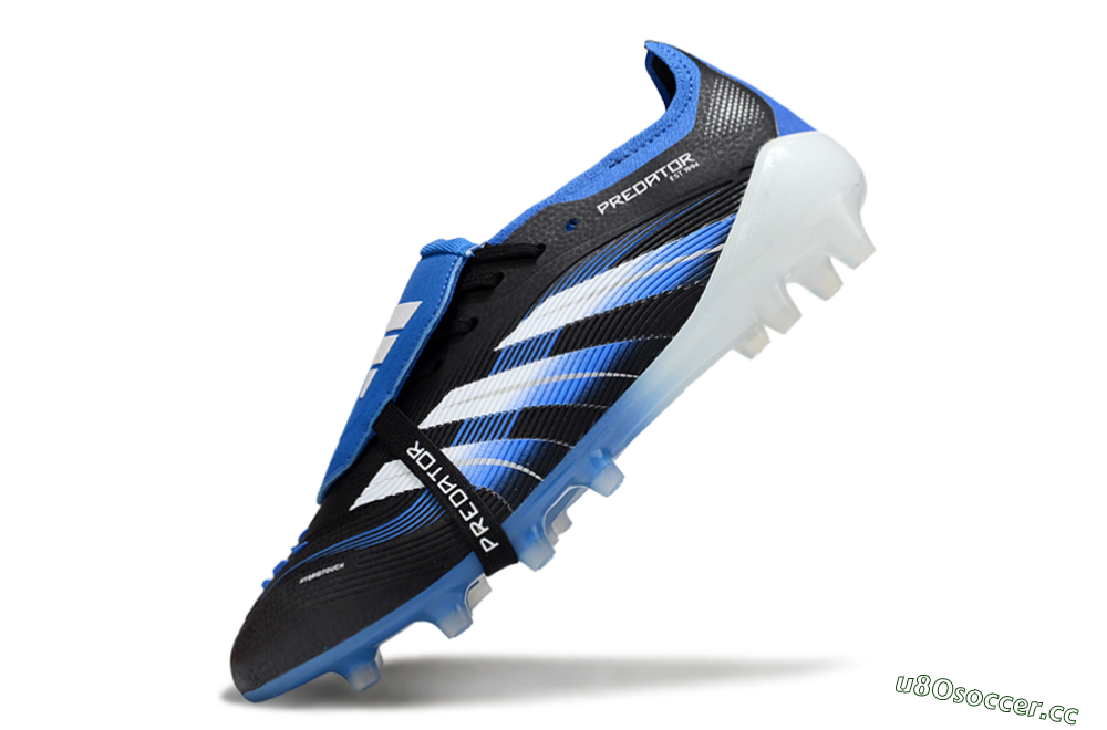 Men's Adidas Predator 25 Elite Foldover Tongue FG Firm Ground Low-Tops Football Boots - Black/White/Blue 5