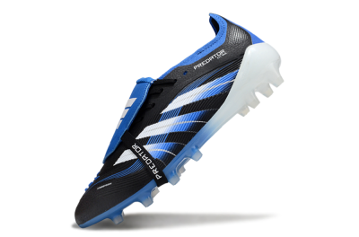 Men's Adidas Predator 25 Elite Foldover Tongue FG Firm Ground Low-Tops Football Boots - Black/White/Blue