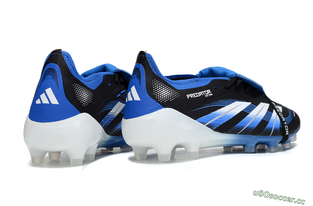 Men's Adidas Predator 25 Elite Foldover Tongue FG Firm Ground Low-Tops Football Boots - Black/White/Blue 6