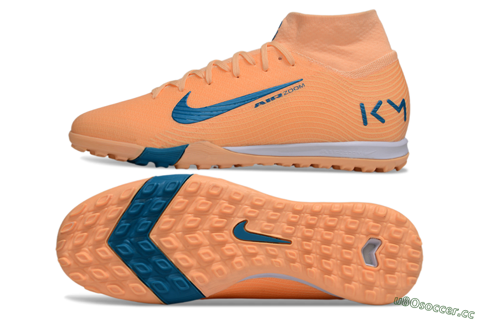 Men's Nike Air Zoom Mercurial Superfly 10 Elite TF Artificial Turf High-Tops Football Shoes - Pink/Blue/Yellow 1