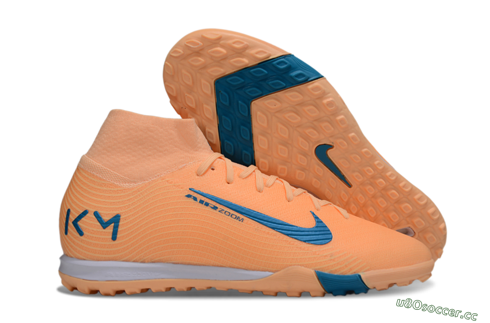 Men's Nike Air Zoom Mercurial Superfly 10 Elite TF Artificial Turf High-Tops Football Shoes - Pink/Blue/Yellow 2