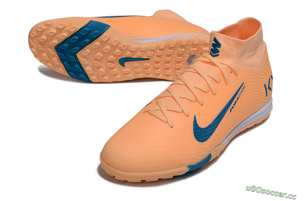 Men's Nike Air Zoom Mercurial Superfly 10 Elite TF Artificial Turf High-Tops Football Shoes - Pink/Blue/Yellow 3