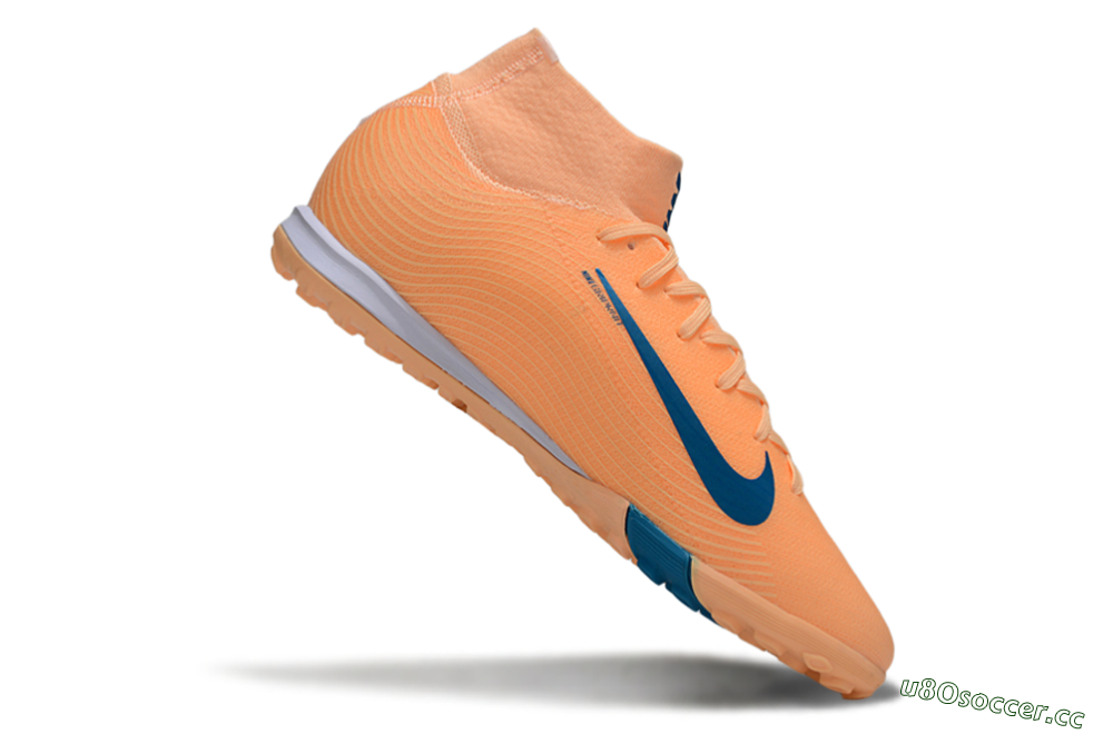 Men's Nike Air Zoom Mercurial Superfly 10 Elite TF Artificial Turf High-Tops Football Shoes - Pink/Blue/Yellow 4
