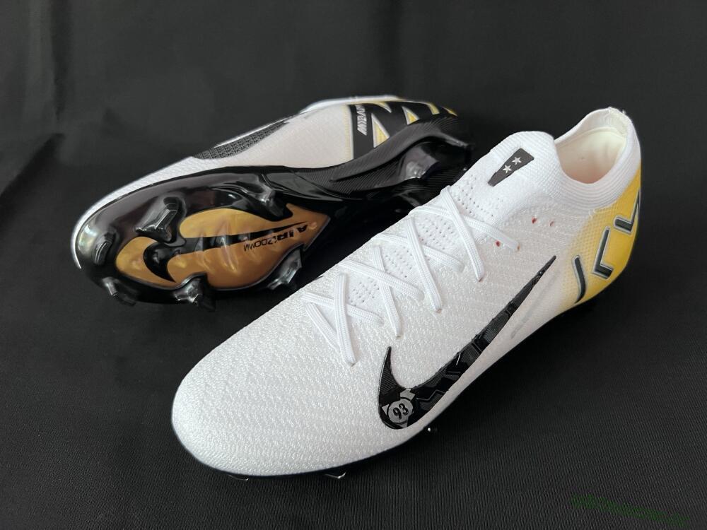 Unisex KM x Nike Air Zoom Mercurial Vapor 16 Elite FG Firm Ground Low-Tops Football Boots - White/Black/Yellow