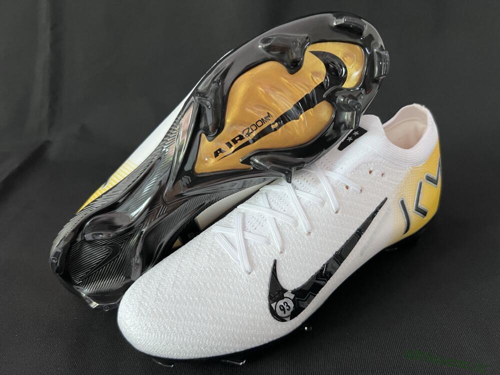 Unisex KM x Nike Air Zoom Mercurial Vapor 16 Elite FG Firm Ground Low-Tops Football Boots - White/Black/Yellow