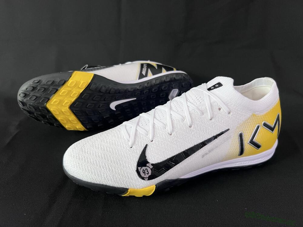 Unisex KM x Nike Air Zoom Mercurial Vapor 16 Elite TF Artificial Turf Low-Tops Football Shoes - White/Black/Yellow