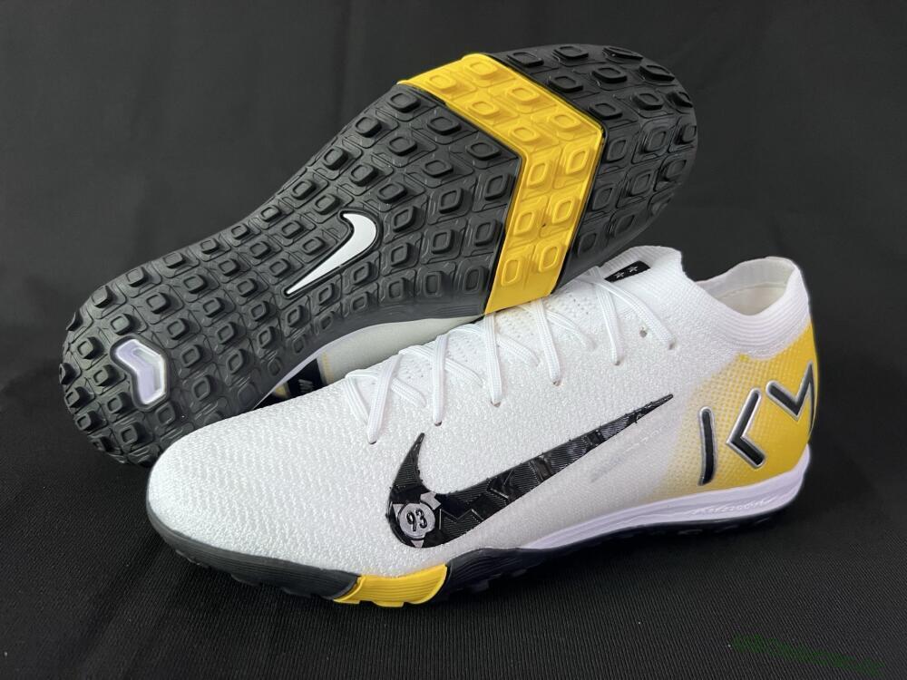 Unisex KM x Nike Air Zoom Mercurial Vapor 16 Elite TF Artificial Turf Low-Tops Football Shoes - White/Black/Yellow