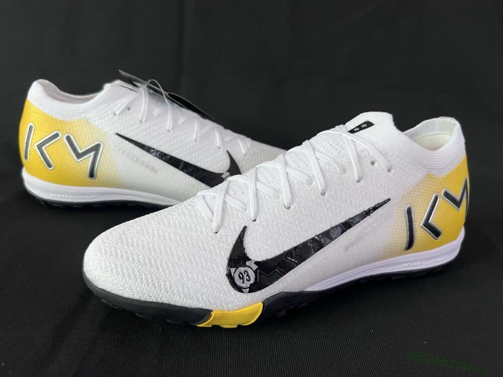 Unisex KM x Nike Air Zoom Mercurial Vapor 16 Elite TF Artificial Turf Low-Tops Football Shoes - White/Black/Yellow