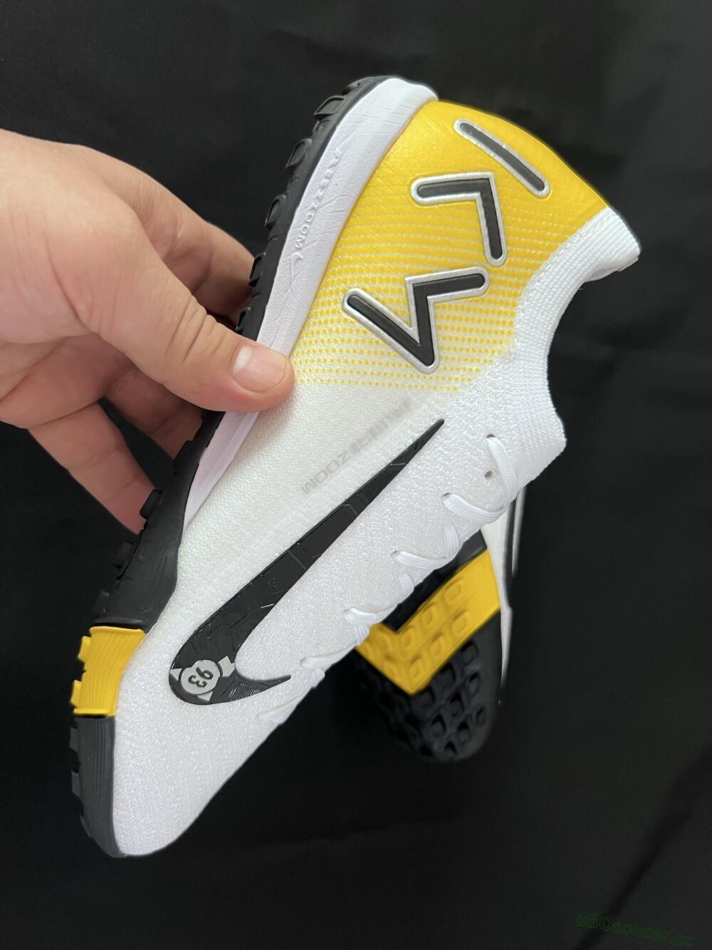 Unisex KM x Nike Air Zoom Mercurial Vapor 16 Elite TF Artificial Turf Low-Tops Football Shoes - White/Black/Yellow