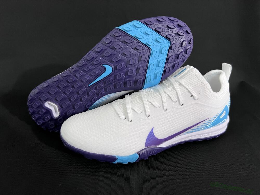 Unisex Nike Air Zoom Mercurial Vapor 16 Pro TF Artificial Turf Low-Tops Football Shoes - White/Purple/Jade