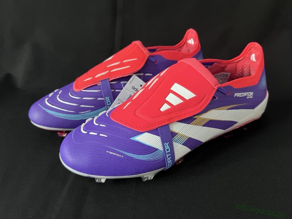 Unisex Adidas Predator 25 Elite Foldover Tongue FG Firm Ground Low-Tops Football Boots - Blue/White/Red