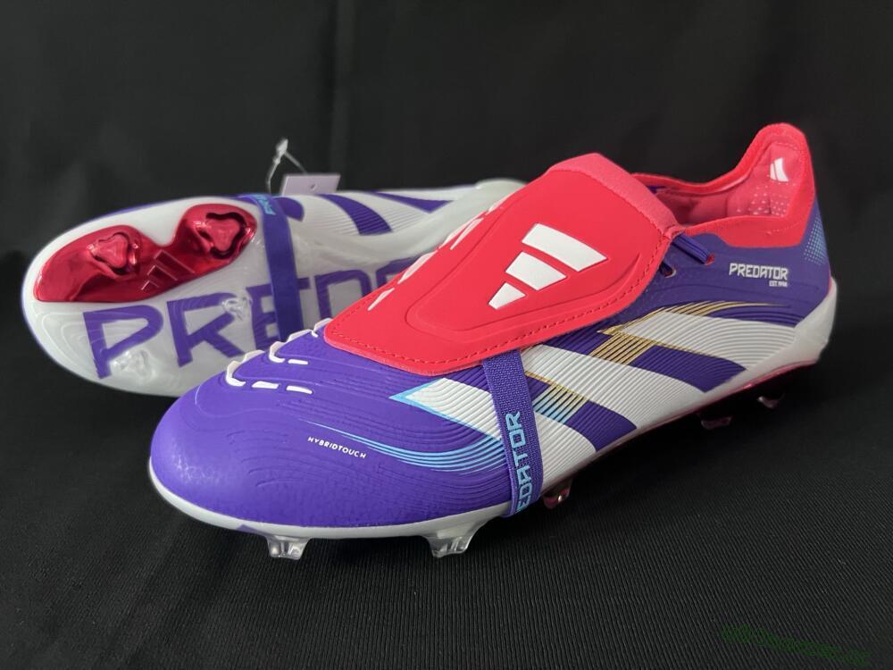 Unisex Adidas Predator 25 Elite Foldover Tongue FG Firm Ground Low-Tops Football Boots - Blue/White/Red