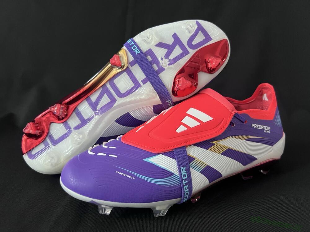 Unisex Adidas Predator 25 Elite Foldover Tongue FG Firm Ground Low-Tops Football Boots - Blue/White/Red