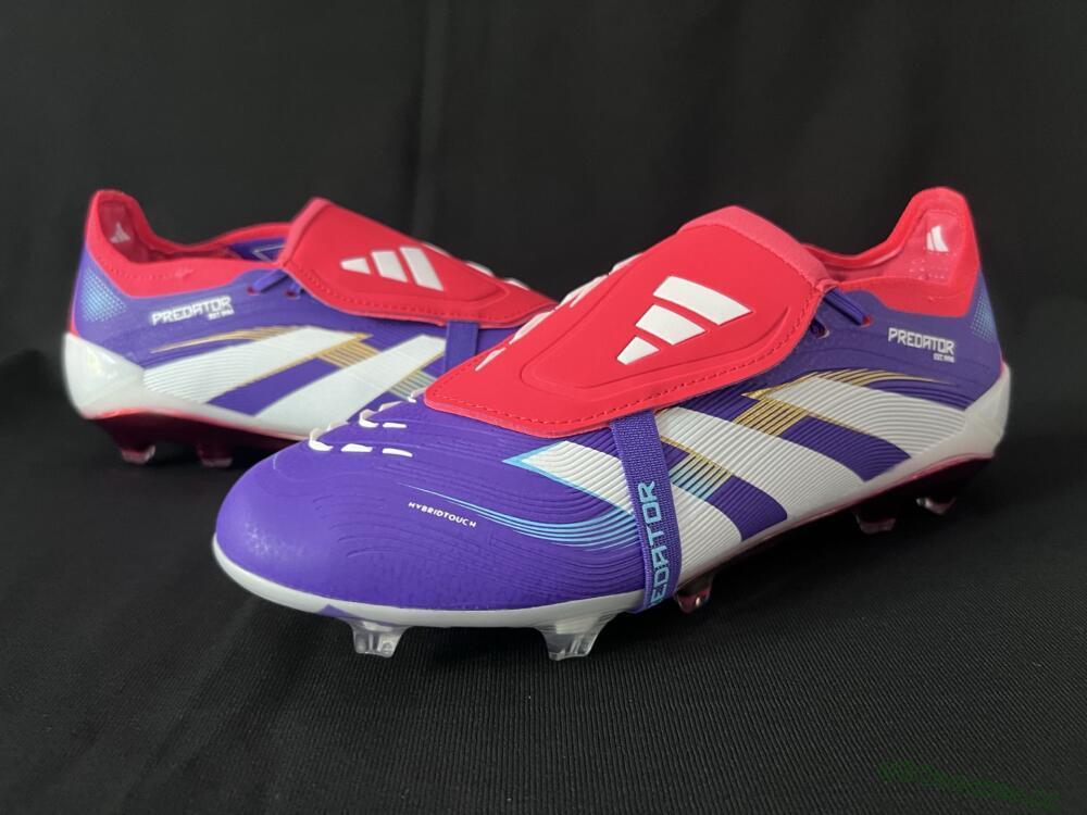 Unisex Adidas Predator 25 Elite Foldover Tongue FG Firm Ground Low-Tops Football Boots - Blue/White/Red