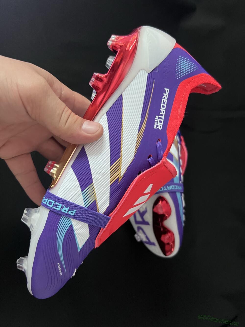 Unisex Adidas Predator 25 Elite Foldover Tongue FG Firm Ground Low-Tops Football Boots - Blue/White/Red