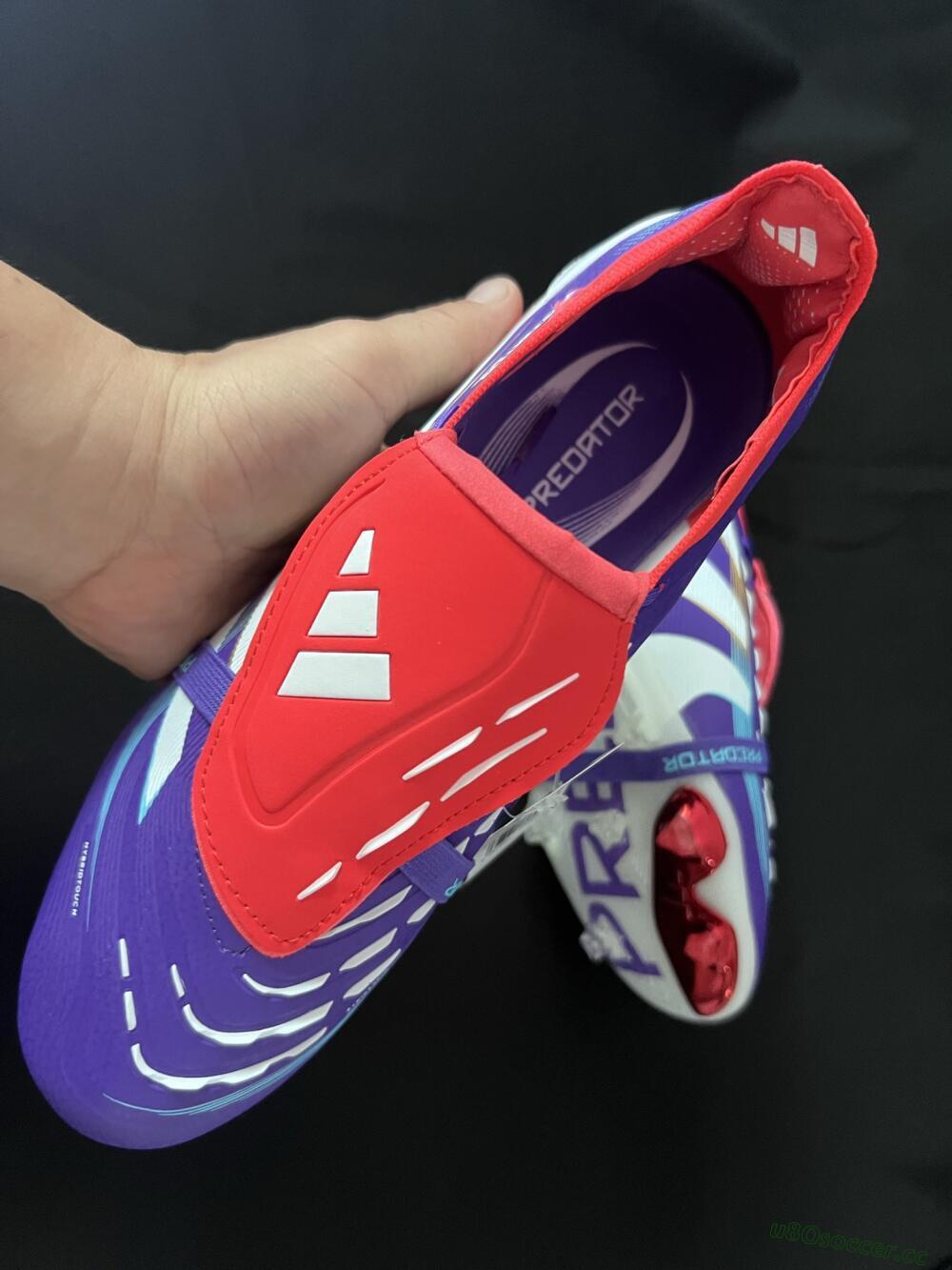 Unisex Adidas Predator 25 Elite Foldover Tongue FG Firm Ground Low-Tops Football Boots - Blue/White/Red