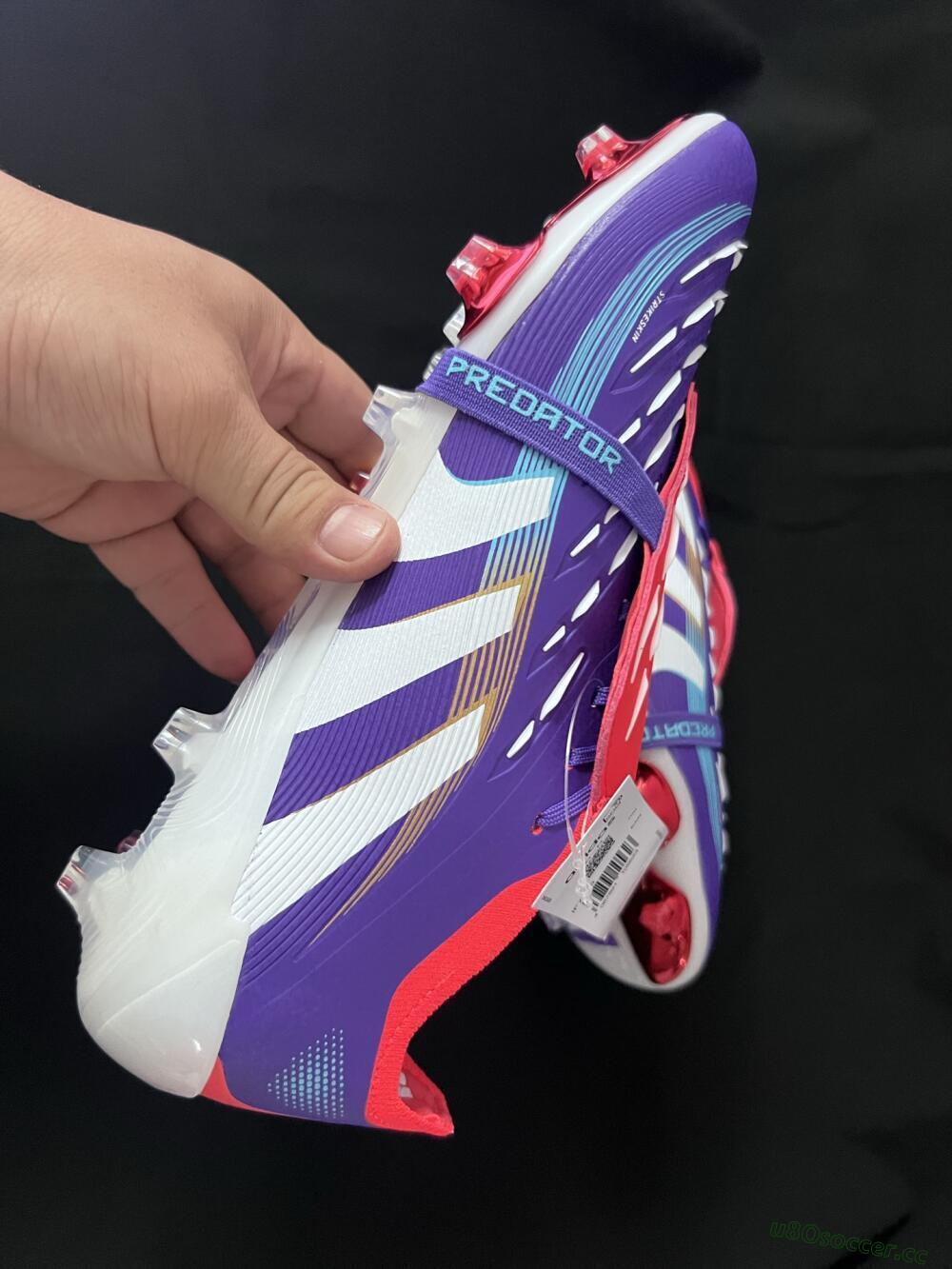 Unisex Adidas Predator 25 Elite Foldover Tongue FG Firm Ground Low-Tops Football Boots - Blue/White/Red