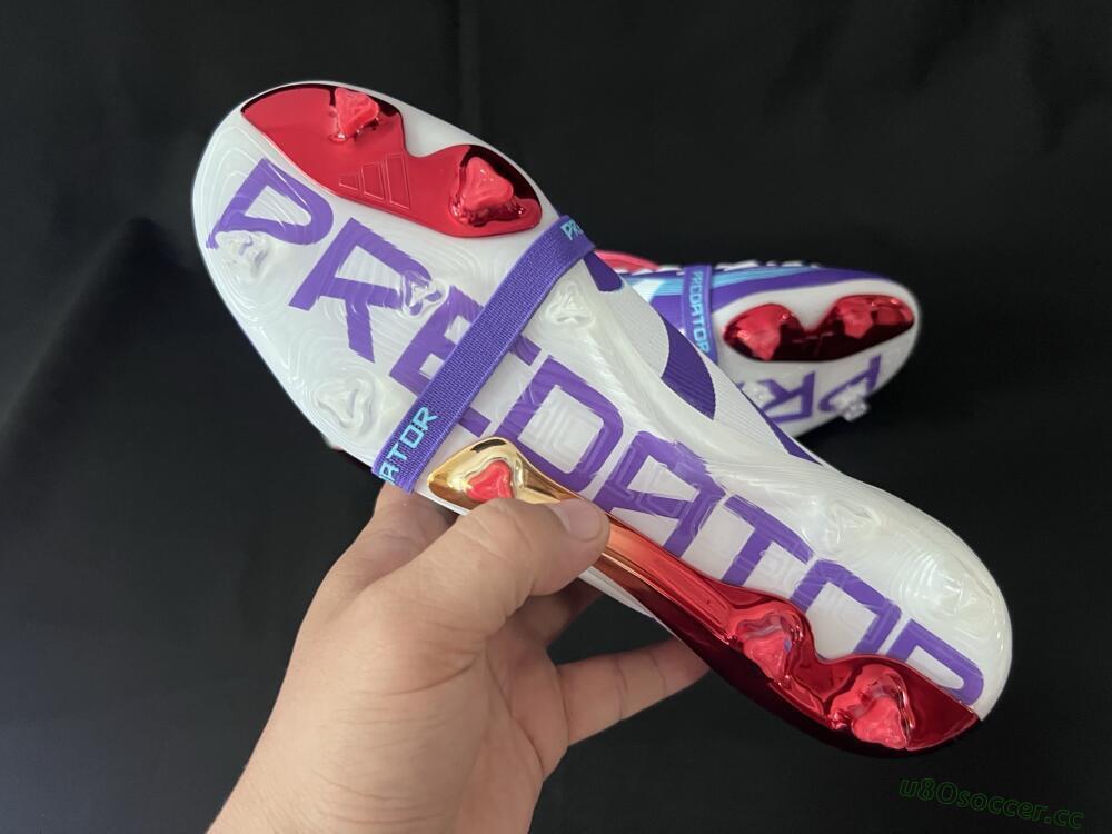 Unisex Adidas Predator 25 Elite Foldover Tongue FG Firm Ground Low-Tops Football Boots - Blue/White/Red