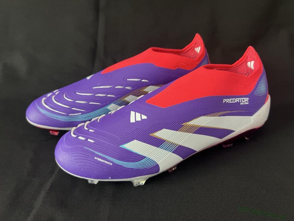 Unisex Adidas Predator 25 Elite Laceless FG Firm Ground Low-Tops Football Boots - Blue/White/Red