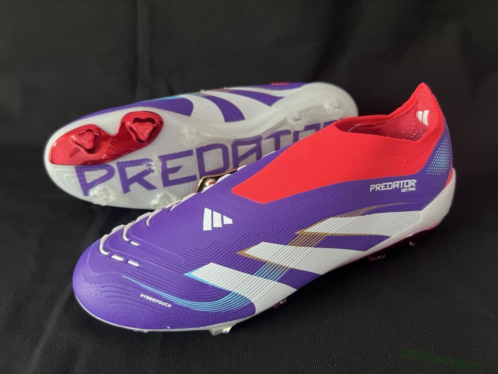 Unisex Adidas Predator 25 Elite Laceless FG Firm Ground Low-Tops Football Boots - Blue/White/Red