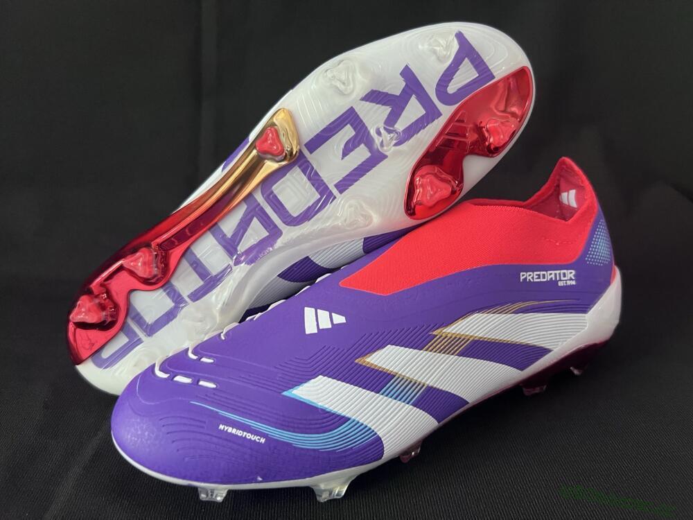 Unisex Adidas Predator 25 Elite Laceless FG Firm Ground Low-Tops Football Boots - Blue/White/Red