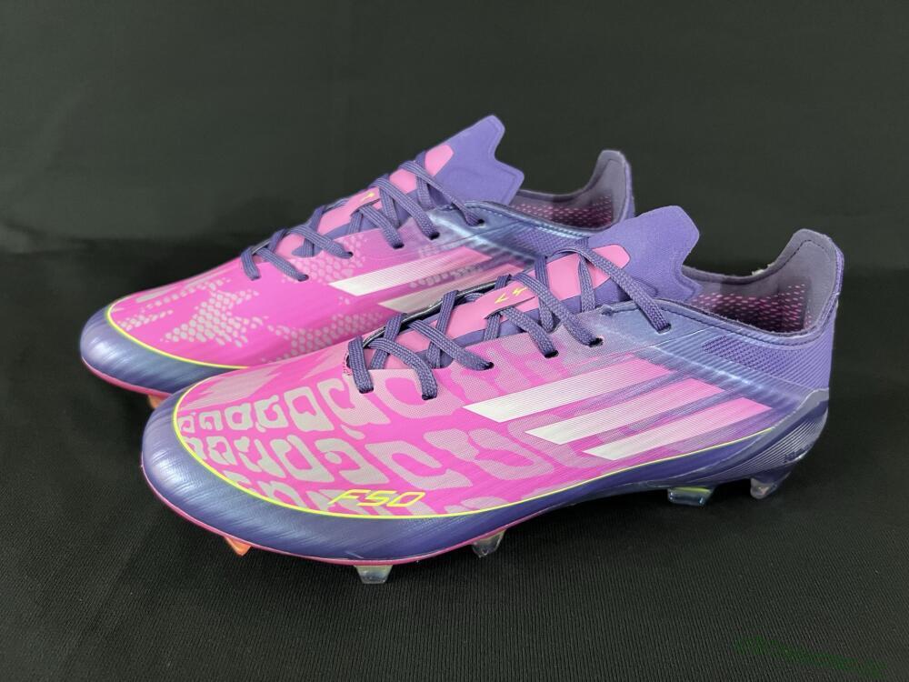Men's Adidas F50 Elite FG Firm Ground Low-Tops Football Boots - Pink/Purple/Yellow